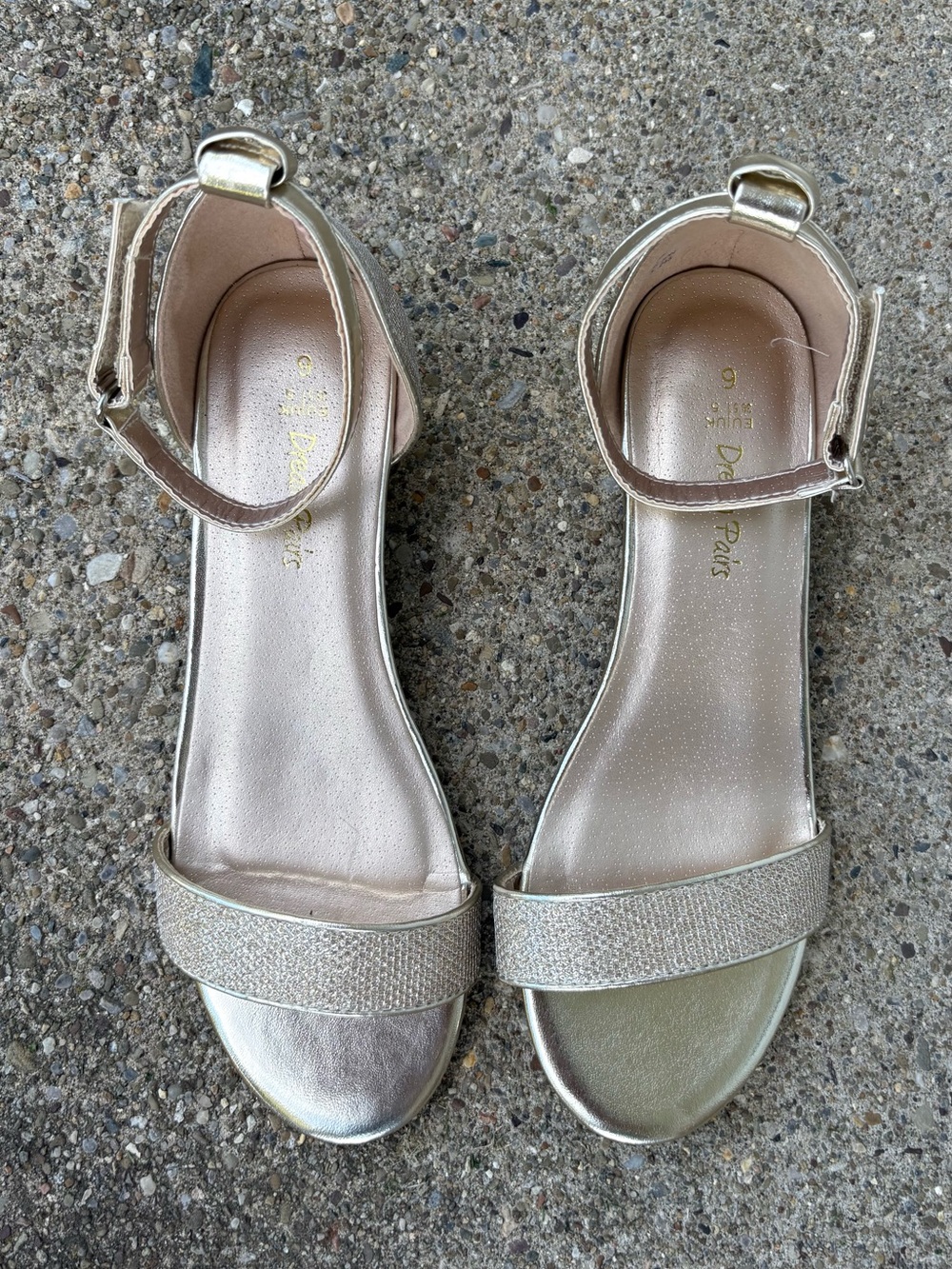 Dream Pairs Ingrid Metallic Gold Ankle-Strap Block Heel Sandals Shoes Size 6